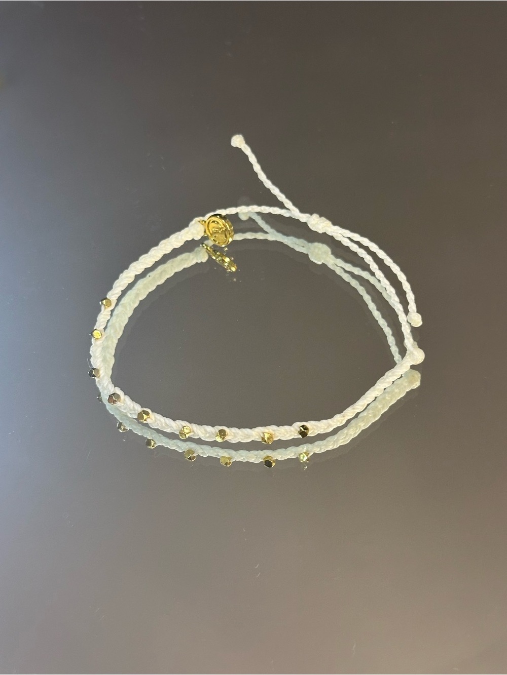 Pura Vida White Braided Cord Bracelet with Gold Beads